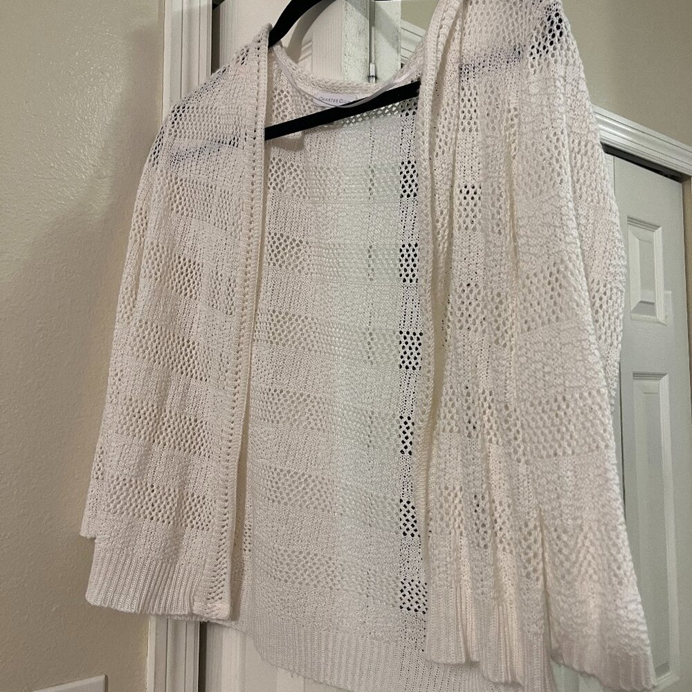 Charter Club XL White Open Front Cardigan